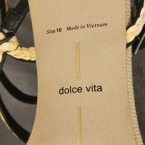 Dolce Vita Sandals 10 Tan Woven Dainty Strappy Bev Kitten Heel Square New $120 - Picture 15 of 16